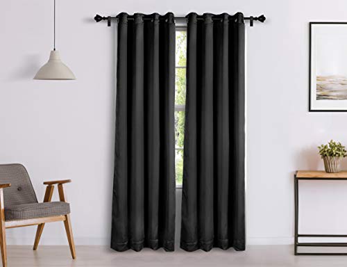 Image of Amazon Brand - Solimo Room Darkening Blackout Door Curtain, 7 Feet, Set of 2 (Black), Eyelet, Solid