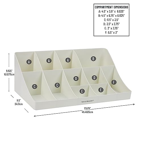 Mind Reader Cup and Condiment Station, 11 Compartment Countertop Coffee Bar Organizer for Cups, Lids, Stirrers, and Packets, White by Mind Reader - Image 3