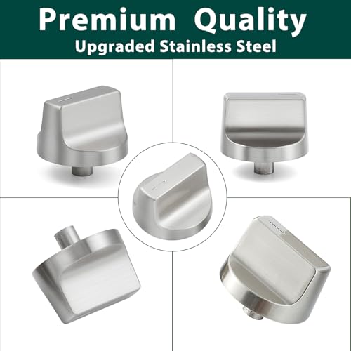 Stainless Steel W11366438 Stove Knobs Replacement Parts for Whirlpool Gas Range Oven Knob WCG55US6HS00 WCG55US6HS Metal Cooktop Knob WCG77US0HS WCG97US0HS05 Electric Stove Top Knobs 5 Pcs - Thumbnail 5