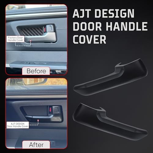 Image of AJT DESIGN Door Handle Covers Compatible with Toyota Tundra (2022+), Tacoma (2024+) & 4Runner (2025+) | Interior Accessories | High Strength ABS Plastic | Made in USA | 4 Piece Set - Black
