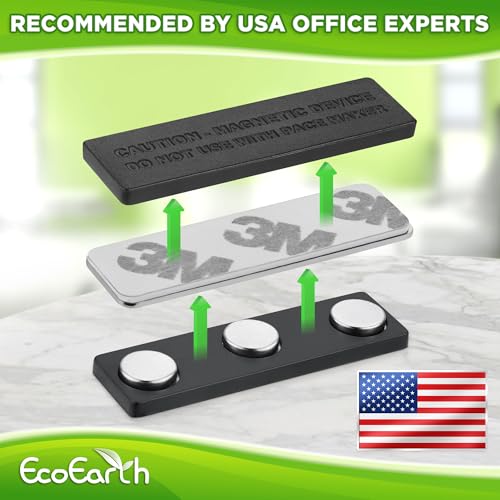 EcoEarth Adhesive Two-Piece Design Name Tag Magnets (50 Badge Holder Magnets, 1.75 x 0.5 inches), Name Tag Magnet Backs w/ 3 Extra-Strong Neodymium for ID Badge Holders - Thumbnail 4