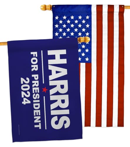 Harris 2024 Flag American Flags for Outside House Banner Wall Decor Garden Poster Patio Porch Rally Election President 47 Kamala Yard Sign Outdoor Patriotic Decorations Democrat Gift Made in USA