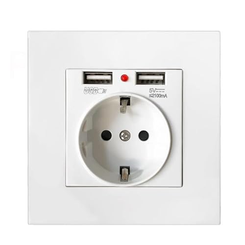 Enchufe Schuko + 2 USB De 5V Y 2.1A De Pared, Ofreciendo Una Carga Rápida De Nuestro Dispositivo, Compatible Con La Mayoría De Dispositivos Como Smartphone Y Tablets Cover