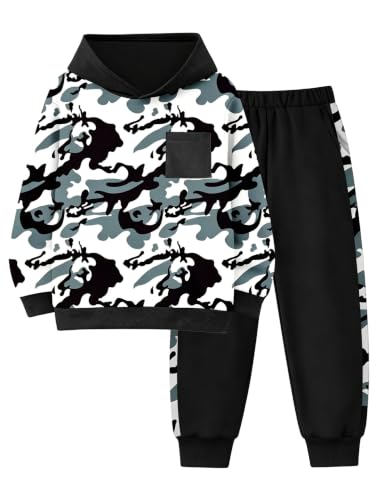 Image of Boys Clothes Fall Winter Outfits Camouflage Long Sleeve Hoodie and Pants 2PC Kids Clothes Boys for 5-14 Years