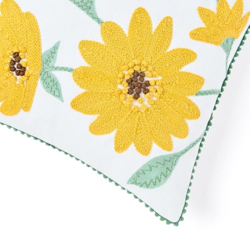 Image of haus & kinder Cushion Cover 16 x 16 Inch | Embroidered Decorative Cushion Cover for Sofa, Bed & Home Decor | Canopy Gold Mustard | Pack of 1