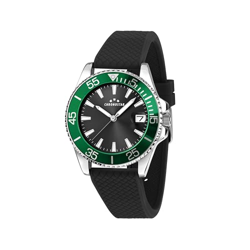 Materiali: Orologio da uomo, in lega, silicone, con cinturino in silicone e fibbia ardiglione. Colore: nero e verde.