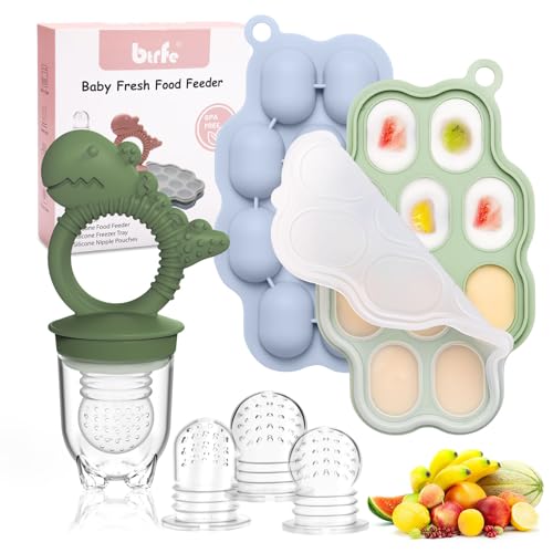 Image of btrfe Baby Breastmilk Popsicle Molds & Fruit Feeder Pacifier, Silicone Baby Food Freezer Tray Storage Containers for Infant Teething Self Feeding