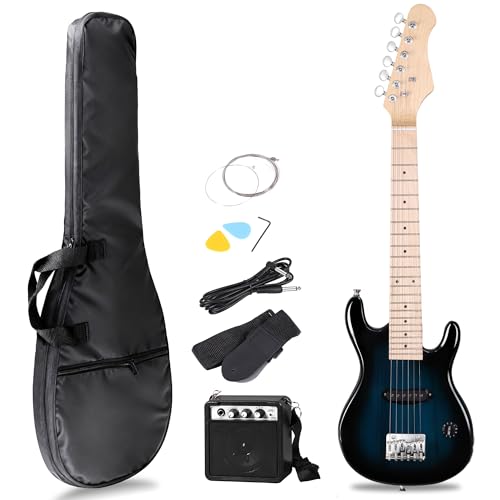 Smartxchoices 30 Inch Electric Guitar, Starter Kit for Kids with Amplifier,Picks, Gig Bag, Shoulder Strap, Cable & Accessory Kit,Solid Wood Body, Blue