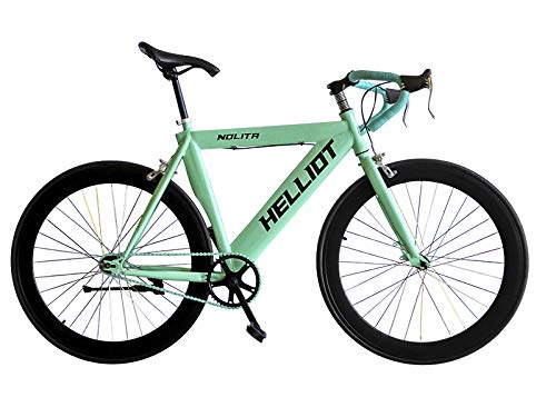 Helliot Bikes Fixie Nolita 55 Bicicleta Urbana, Hombre, Azul/Verde, Talla Única