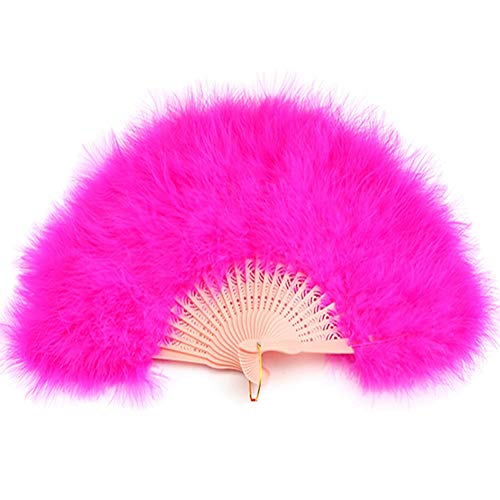 Sowder Fuchsia Marabou Feather Fan 20s Vintage Style for Home Party Decor Dance Show Clothes Wedding Decoration