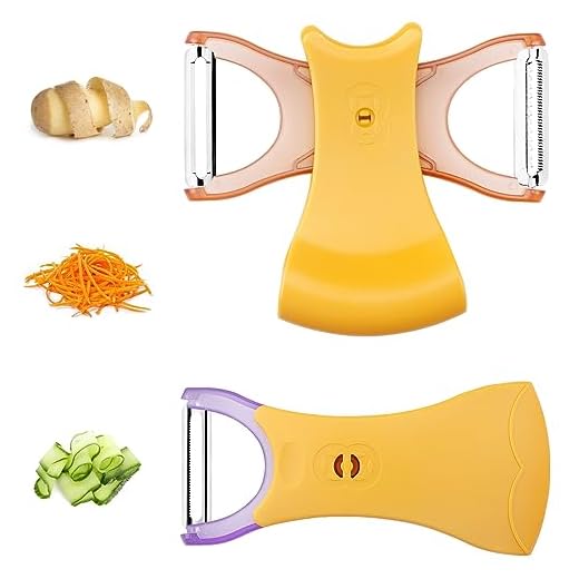 LEVINCHY Potato Peelers Set, 2 PCS Apple Peeler for Kitchen, Vegetable Peeler with Non-Slip Handle, Julienne Peeler, Stainless Steel Cutter Slicer, Peeler for Carrot Potato Melon Gadget Vegeta, Yellow