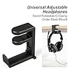 Oneyee 1 Pcs Black Headphone Stand Holder With Cable Clip,Headset Stand Headphone Holder,Soft Rubber Cable Clip Gaming Headset 360 Degree Swivel Adjustable Springed Clamp Headset Desk Hook #3