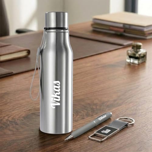 Image of Giftana Personalized Name Water Bottle 750ml, Birthday Gifts (Silver 1)