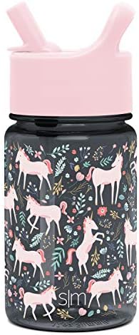 Simple Modern Kids Water Bottle Plastic BPA-Free Tritan Cup with Leak Proof Straw Lid | Reusable and Durable for Toddlers, Girls | Summit Collection | 12oz, Unicorn Fields