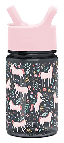 Simple Modern Kids Water Bottle Plastic Bpa-Free Tritan Cup With Leak Proof Straw Lid | Reusable And Durable For Toddlers, Girls | Summit Collection | 12Oz, Unicorn Fields #TOP6