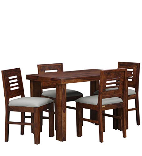 Buy WOOD WALLET FURNITURE Solid Sheesham Wood Dining Table 4 Seater Set ...