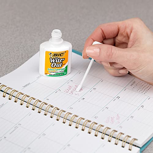 BIC Wofec12we Fluido de correção de cobertura extra Wite-Out, frasco de 20 ml, branco, 1/dúzia (Bicw