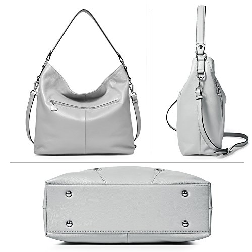 Bostanten Women Leather Handbag Designer Ladies Hobo Purses Shoulder Bag Grey #TOP2