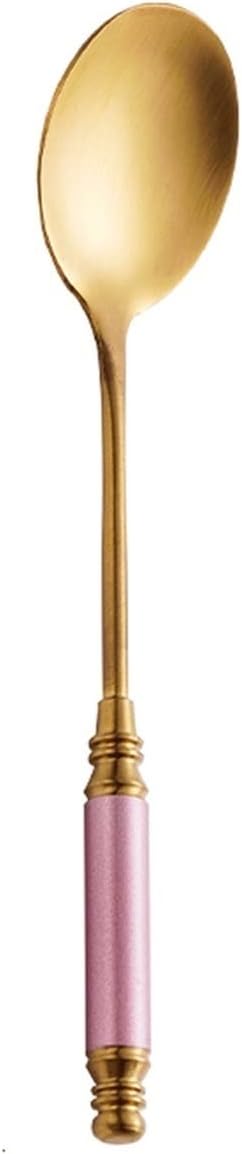 Spoons,soup spoons,Spoons for Cooking Kitchen Dessert Spoon Stainless Steel Coffee Spoon Short Handle Golden Spoon Stirring Spoon Delicate Ice Cream Spoon Dinner Spoon Teaspoons(Pink,Spoon)