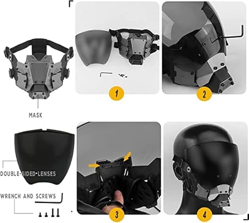 Máscara punk, máscara de capacete de tecnologia futurista, máscara legal de internet, fantasia de Ha