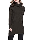 Rocorose Women's Strechable Elegant Turtleneck Ribbed Long Sweater Deep Coffee M