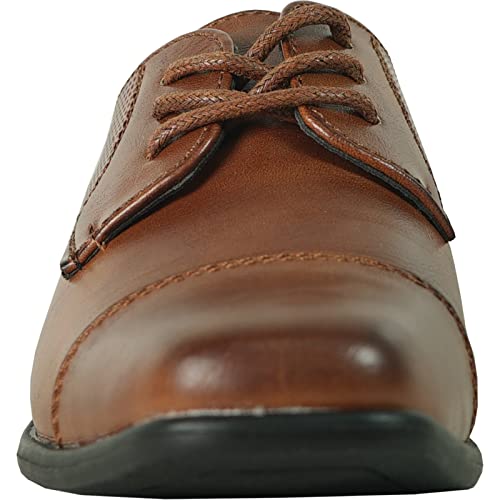 Bravo! Boy Dress Shoe King-6 Classic Lace Up Oxford Cap Toe With Leather Sock Cognac Size 8 Us Toddler #TOP6