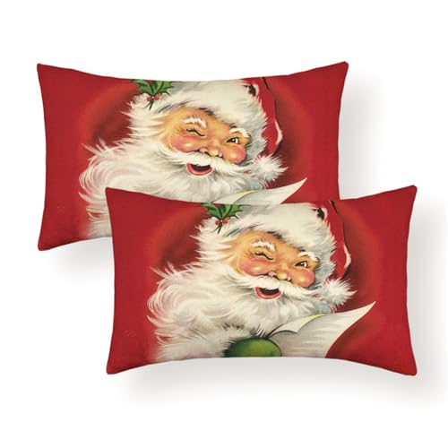 Ohok 2er Set Weihnachten Kissenbezug, Polyester Leinen Doppelseitige...