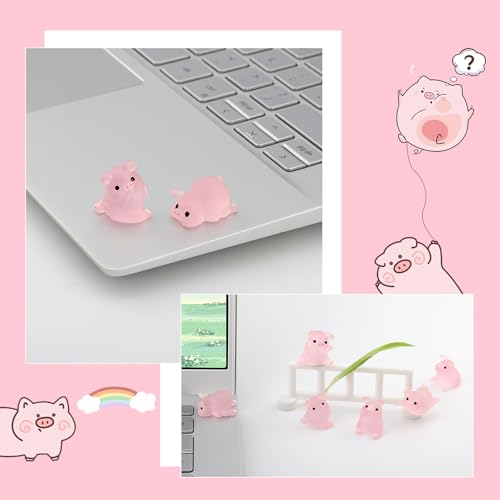 CARFIB Car Dashboard Decoration Pink Piggy Cute Girly Car Interior Rearview Mirror Accessories Office Home Desktop Funny Gifts for Women 2 Sets - Thumbnail 6