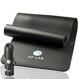 【驚きの10mm極厚×滑りにくい】ヨガマット 厚め [持ち運びバンド付き]トレーニングマット 滑り止め 大きめタイプ 筋トレマット ピラティス ホットヨガ ストレッチ 男女兼用 大判 軽量 ブラック