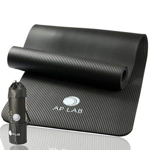 【驚きの10mm極厚】ヨガマット 厚め [持ち運びバンド付き]トレーニングマット 大きめタイプ 筋トレマット ピラティス ホットヨガ ストレッチ 男女兼用 大判 軽量 ブラックの商品画像（Amazon）