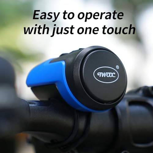 Pihdinova Electric Bike Horn for Adult, 125 db Loud Bicycle Bell with Anti-Thelf Alarm USB Rechargeable Battery Waterproof Bicycle Bell BMX/MTB/Scooter/Road Cycling (Blue)