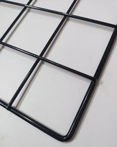 Image of Metal Grid Wall Panel, Photo Display Board with Clips, Black Square Mesh Frame, (BLACK, 30 X 30 Cm (Pack of 01))