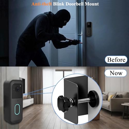Image of Blink Doorbell Mount, Anti-Theft Blink Video Doorbell Door Mount Bracket, No Drilling, Not Block Motion Sensor, Easy to Install, Fit for Video Doorbell 2nd Gen (Black)