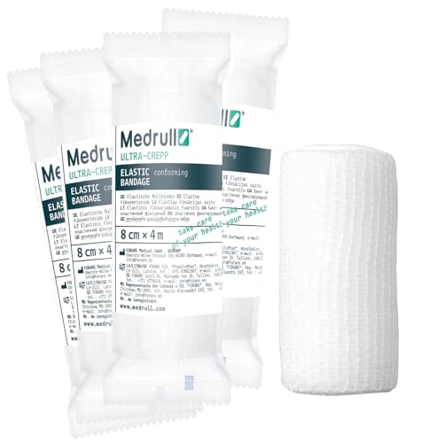 Medrull Set di bende elastiche di garza ultra crep, 8 cm x 4 m, per bendaggi di fissaggio, grandi 20 rotoli