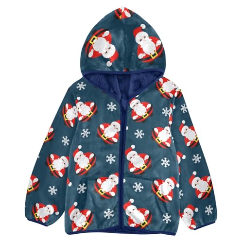 CaTaKu Boys Fleece Jacket Zip Up Hoodie Santa Claus Snowflake Toddler Kids Fall Winter Jacket for Boys 3-10Y