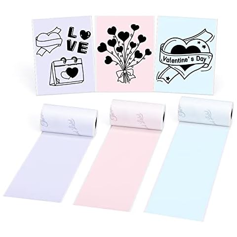 Thermal Colorful Sticker Paper for Memoking M02E Thermal Printer-Sticky 1 7/8" x 137 3/4" (53mm x 3.5m) for Photo,Texts, Study Notes,3 Rolls,Compatible with M02 / M02S / M02 Pro / M03 / M03AS / M02D Cover
