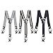 BMC 3pc Mens Mixed Color Pattern Elastic Adjustable Strap Y-Back Button End Suspenders with Clip Fasteners - Set 2
