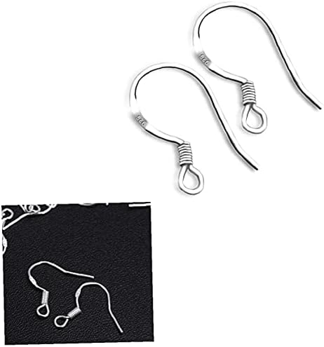 Hainice 10 Pairs French Wire Earring Hooks Fish Hook Earrings Sterling Silver Earwires with Spring Ball for DIY Jewelry Making 925 Sterling Silver