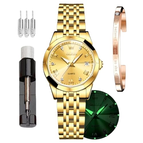 OLEVS Relojes Femeninos Moda Diamante Roma Digital Femenino analógico Cuarzo Acero Inoxidable Impermeable Fecha Luminosa Regalo de Relojes Femeninos