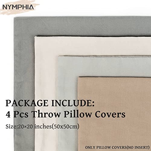 Nymphia Throw Pillow Covers 20X20 Set Of 4, Neutral Decorative Pillow Covers, Soft Solid Square Cushion Cases For Couch Sofa Bedroom #TOP5