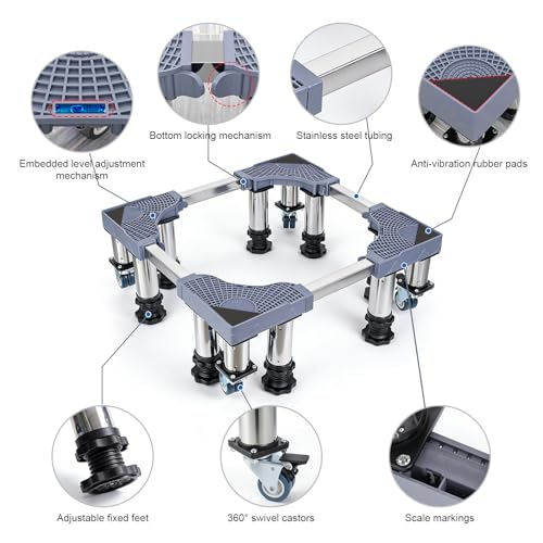Soporte lavadora secadora ajustable con ruedas carga 200kg 3