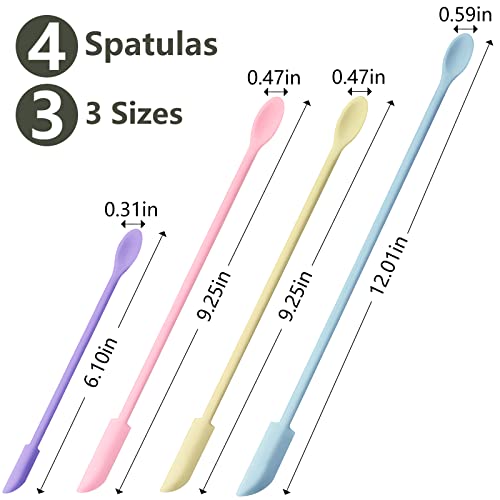 Dufeimoy Multicolor Mini Spatula Silicone Spatula Set Of 4, Makeup Spatula Tiny Spatulas For Cosmetics, Small Spatula Beauty Spatula, Rubber Spatula Thin Jar Spatula Food Scraper For Kitchen Use #TOP4