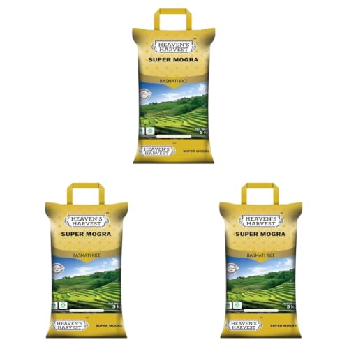 Image of Heaven's Harvest Super Mogra (Broken) Basmati Rice Tasty, Non-sticky & Rich Aroma | 5 KG (Pack of 3)