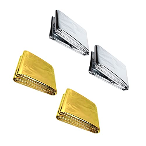 BESPORTBLE 4pcs Emergency Aluminum Foil Blankets Double Sided Survival Warm Blanket for Camping and First Aid and Reflective Insulation for