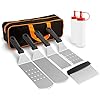 HaSteeL Griddle Accessories Kit of 8, Heavy Duty Metal Spatula Chopper, Professional Stainless Steel Griddle Tools with Storage Bag, Great for Flat Top Teppanyaki Cast Iron BBQ Grilling Indoor Outdoor