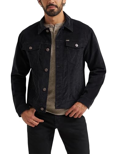 Wrangler Mens Corduroy Trucker Jacket Jet Black Large