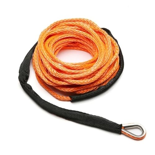 Cavo di traino sintetico for verricello for auto da 15 m x 6 mm con guaina, 7700 libbre, for ATV UTV fuoristrada Con alta visibilità(Orange)