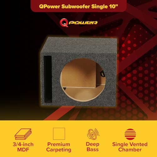 Q Power QHD110V Qpower 10 Inch Subwoofer Box, Vented Speaker Box For In-Car Audio thumb #3