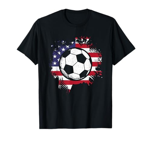 American Flag Soccer Ball Soccer Player Men Women Kids T-Shirt