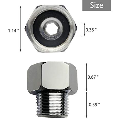 Metals Brass Pipe Fitting,Adapter 3/4”GHT Female Thread (Swivel) x 1/2” NPT Male Threaded Connector,Garden Hose Connector, Garden Hose to Shower adapter,Chrome (3/4GHT female X 1/2NPT male) - Thumbnail 3